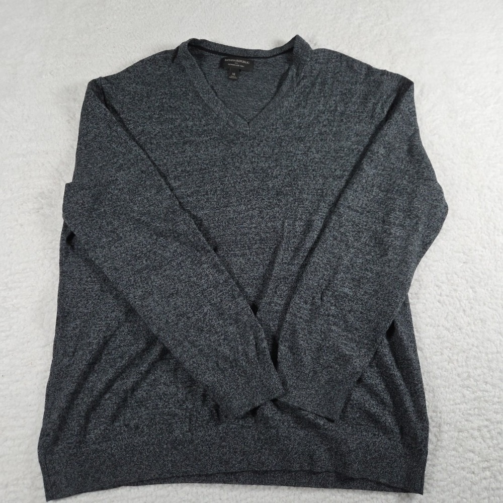 Banana Republic Men's Sweater Premium Luxe Yarn Silk Cashmere Blend Gray Size XL